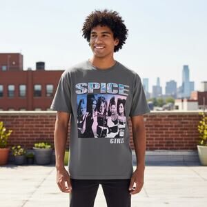 Spice Girls XS Graphic Tee Gray Band Pop Music 2000s Retro Short Sleeve T-shirt